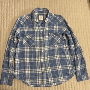 American Eagle Outfitters Blue and White Plaid Button-Down Shirt